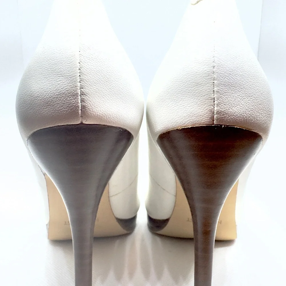 Nine West Women's Classic White Heels Pumps Platform - Picture 5 of 7